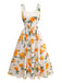 50er A-Linien-Kleid mit orangefarbenem Zitrus-Print