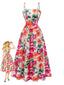 70er Boho Kleid mit Blumen und Spaghettiträgern