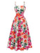 70er Boho Kleid mit Blumen und Spaghettiträgern