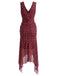 Weinrotes 30er Kleid mit Polka-Dots