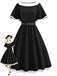 Schwarzes 50er Swingkleid mit Kontrastbesatz