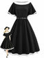 [Vorverkauf] 50er Swingkleid mit U-Boot-Ausschnitt und Kontrastbesatz