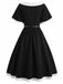 Schwarzes 50er Swingkleid mit Kontrastbesatz