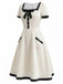 Weißes 40er A-Linien-Kleid mit Schleife