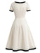 Weißes 40er A-Linien-Kleid mit Schleife