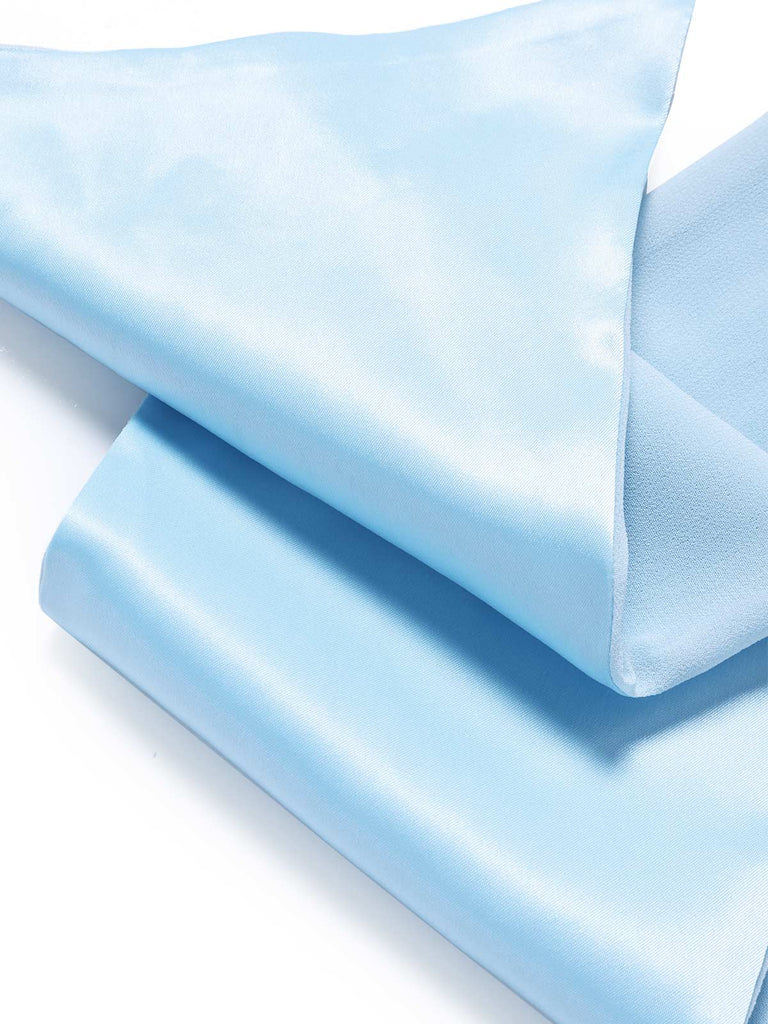 Blaues 30er Satin-Meerjungfrauenkleid mit One-Shoulder und Neckholder