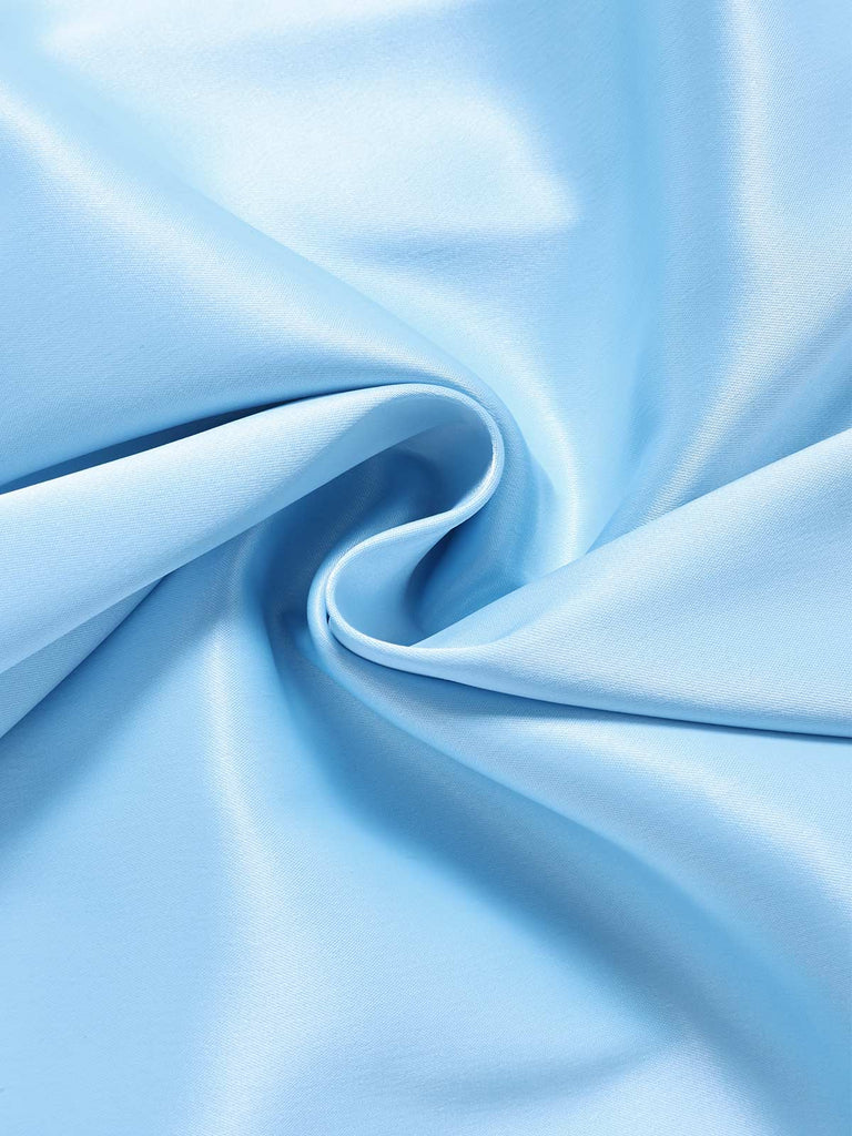 Blaues 30er Satin-Meerjungfrauenkleid mit One-Shoulder und Neckholder