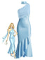 [Vorverkauf] Blaues 30er Satin-Meerjungfrauenkleid mit One-Shoulder