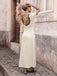 Beige 30er Satin-Kleid mit Polka-Dots und V-Ausschnitt