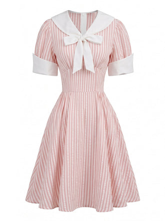 50er Sailor Kleid mit Puffärmel und Bindeband