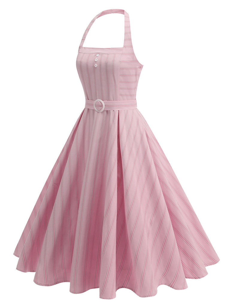 50er Kleid mit Neckholder und Streifen