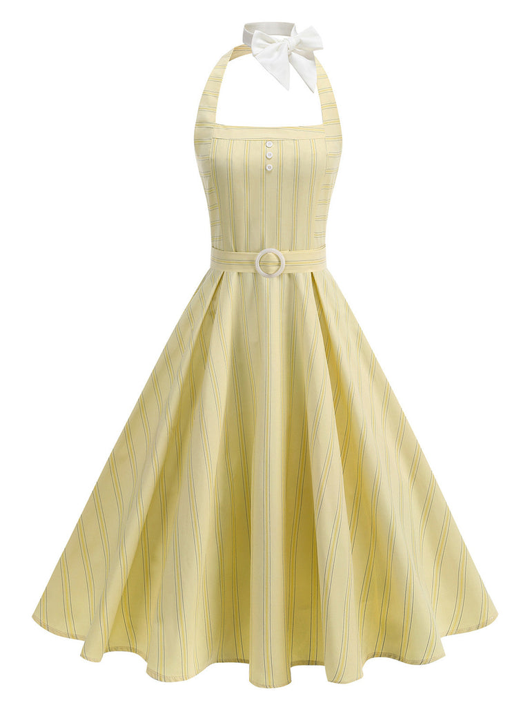 50er Kleid mit Neckholder und Streifen