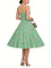 Grünes 50er Baumwoll-Kleid mit Spaghettiträger und Gingham