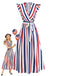 50er Swingkleid mit V-Ausschnitt und Rüschen