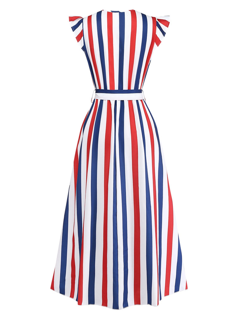 50er Swingkleid mit V-Ausschnitt und Rüschen