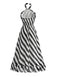 Schwarzes & Weißes 50er Kleid mit Neckholder und Streifen