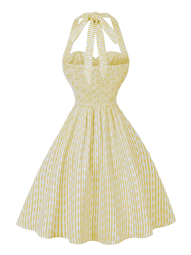 50er Swing-Minikleid mit Streifen und Bindekragen