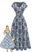 70er Boho Maxikleid mit Ornament-Blumen und V-Ausschnitt
