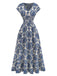 70er Boho Maxikleid mit Ornament-Blumen und V-Ausschnitt