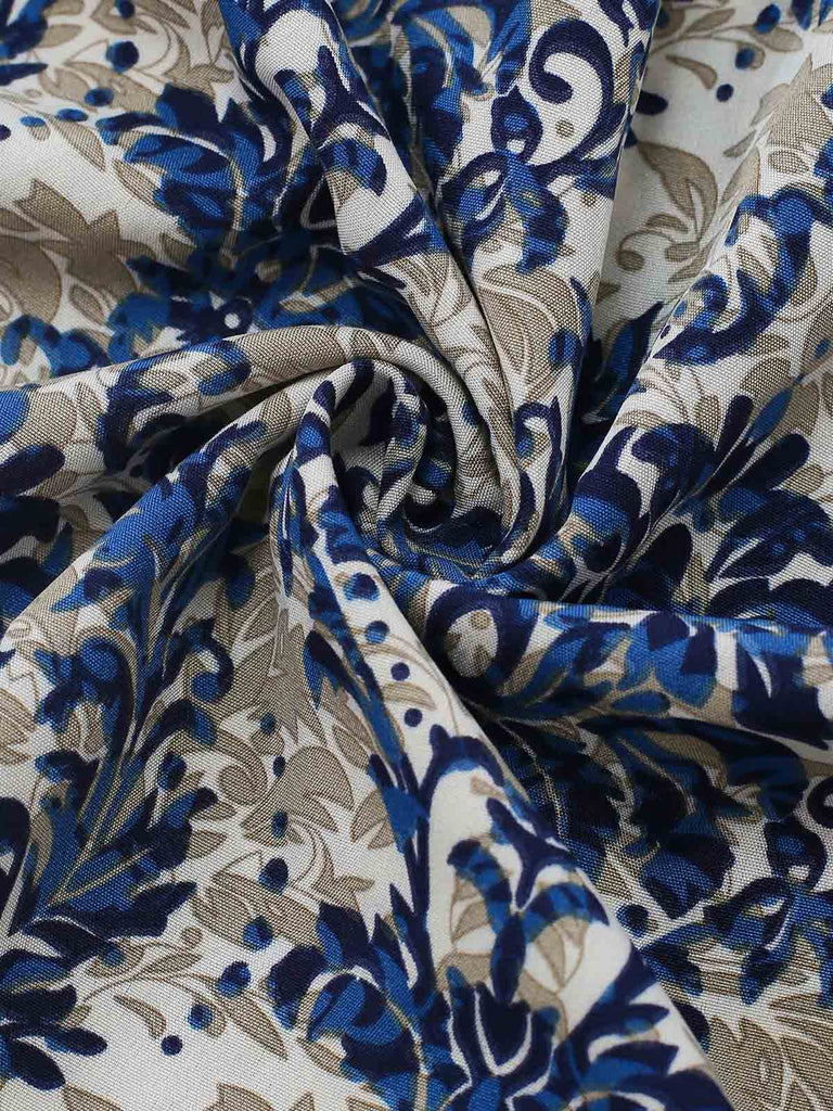 70er Boho Maxikleid mit Ornament-Blumen und V-Ausschnitt