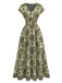 70er Boho Maxikleid mit Ornament-Blumen und V-Ausschnitt