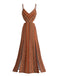 Weinrotes 70er Boho-Maxikleid mit Spaghettiträgern