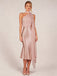 Orange-rosa 30er Meerjungfrauenkleid aus Satin mit One-Shoulder