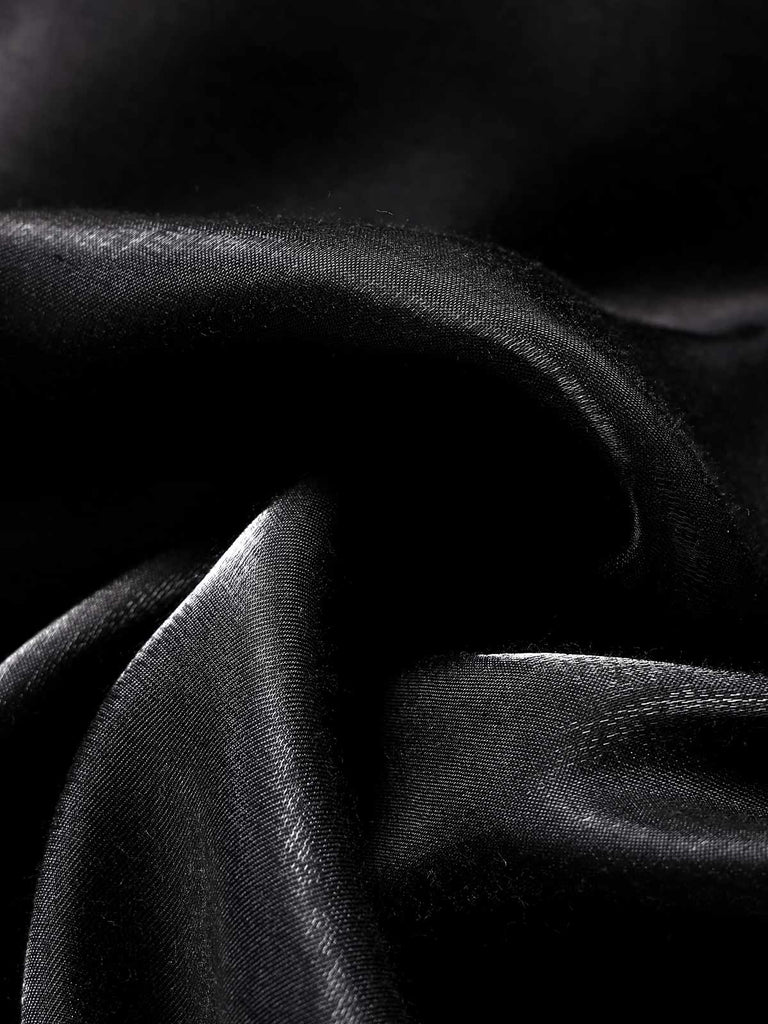 [Vorverkauf] Schwarzes 50er Satin-Kleid mit Kappärmel und Spitze