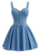 Blaues 80er Korsett-Minikleid im Denim-Look