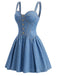 Blaues 80er Korsett-Minikleid im Denim-Look