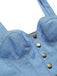 Blaues 80er Korsett-Minikleid im Denim-Look
