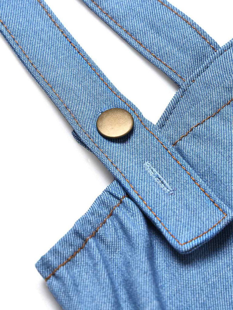 Blaues 80er Korsett-Minikleid im Denim-Look