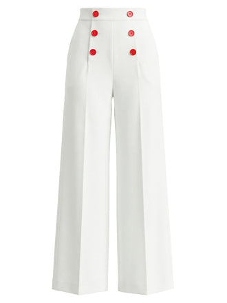 Weiße 50er Hose mit roter Doppelknopfleiste