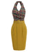 Braunes 60er Bleistiftkleid mit Karomuster