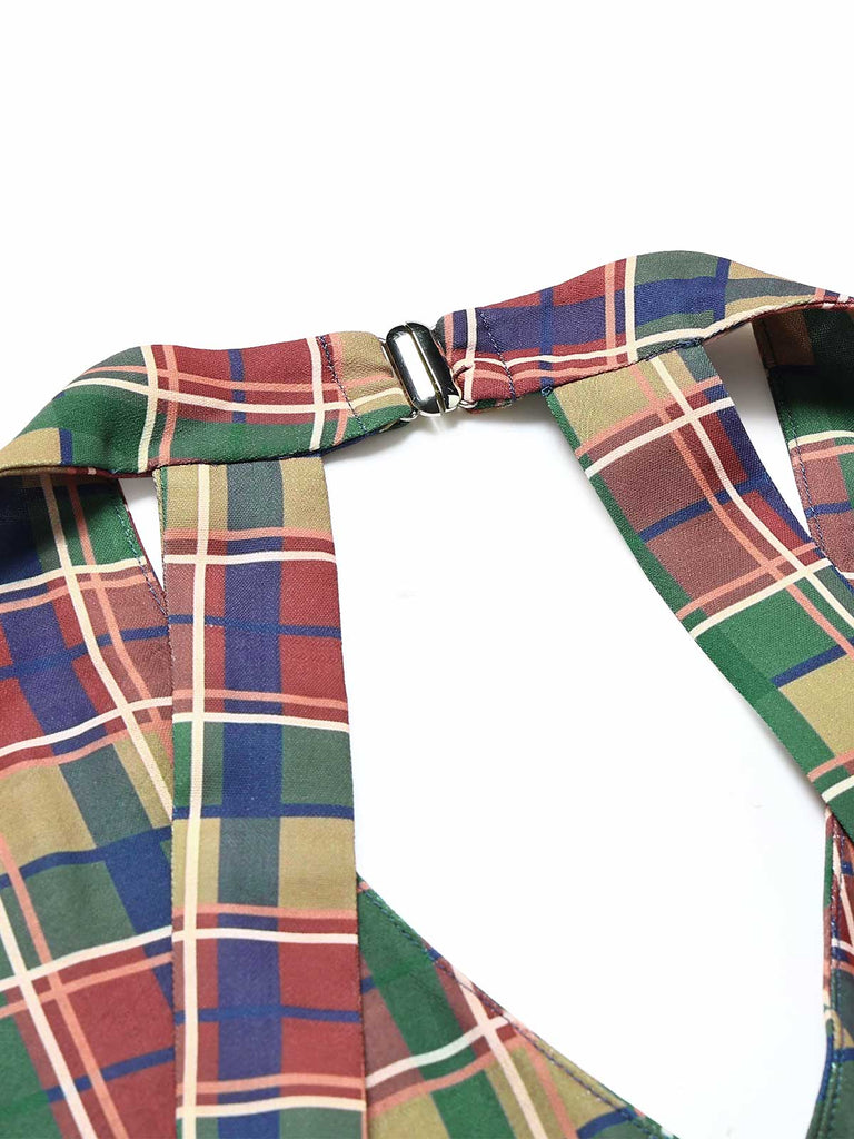 Braunes 60er Bleistiftkleid mit Karomuster