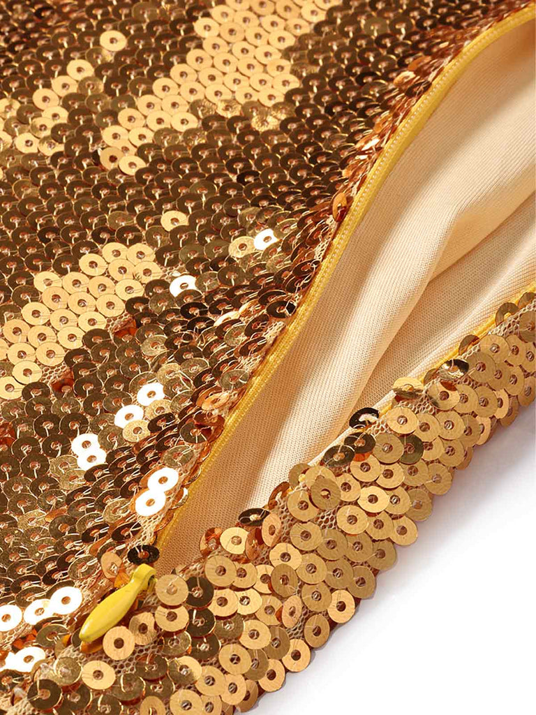 Goldenes 20er Kleid mit Pailletten und Fransen