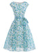 50er Swingkleid mit Bootskragen und Blumen