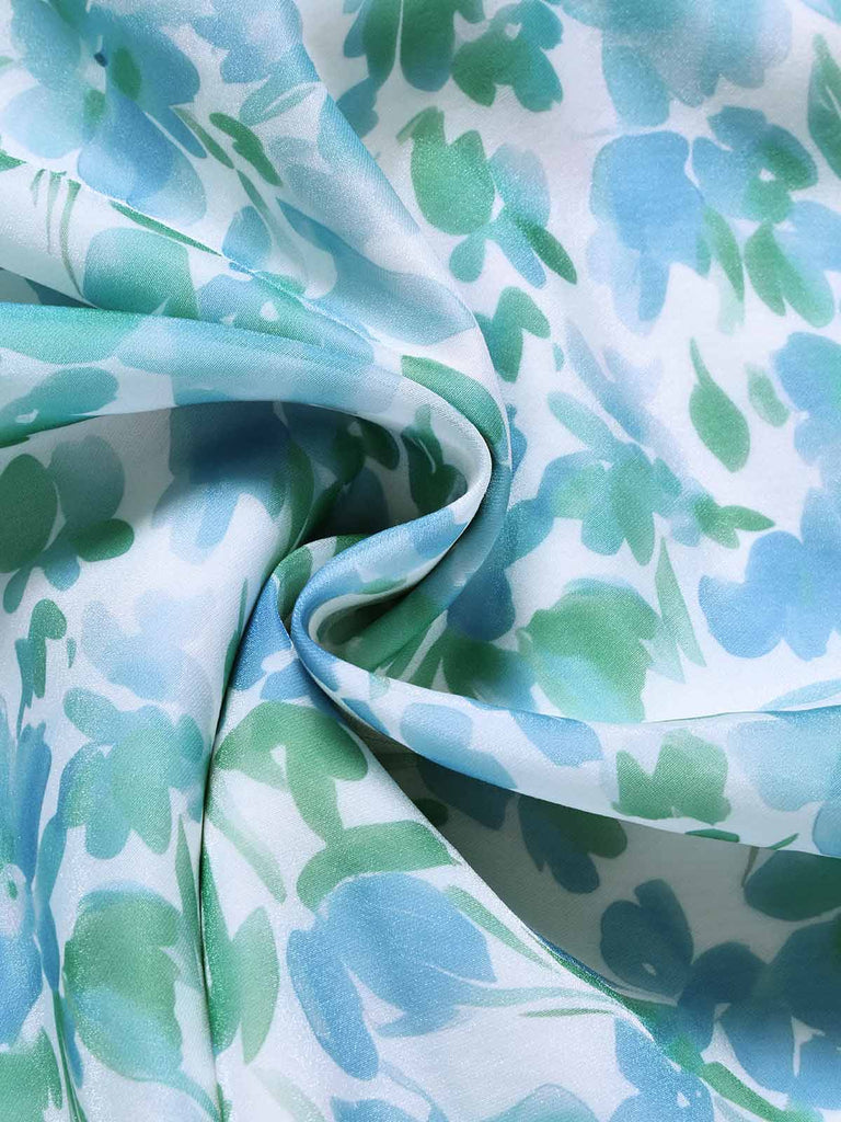 50er Swingkleid mit Bootskragen und Blumen