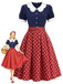Marineblaues 50er Kleid mit Polka-Dots