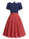 Marineblaues 50er Kleid mit Polka-Dots