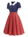 Marineblaues 50er Kleid mit Polka-Dots