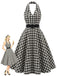 Schwarzes 50er Swingkleid mit Neckholder und Karo