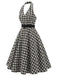 Schwarzes 50er Swingkleid mit Neckholder und Karo