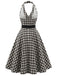 Schwarzes 50er Swingkleid mit Neckholder und Karo