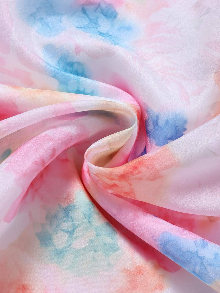 Mehrfarbiges 50er Kleid mit Blumen und Schleife