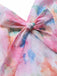 Mehrfarbiges 50er Kleid mit Blumen und Schleife