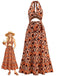 70er Maxikleid mit Tiefer V-Ausschnitt und Neckholder