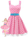 Rosa 50er Kleid mit Polka-Dots und Gürtel
