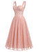 Rosa 40er Korsett-Kleid mit Spaghettiträger und Herzausschnitt