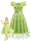 [Vorverkauf] 50er schulterfreies Kleid mit abnehmbarem Schmetterlings-Tüll-Overlay